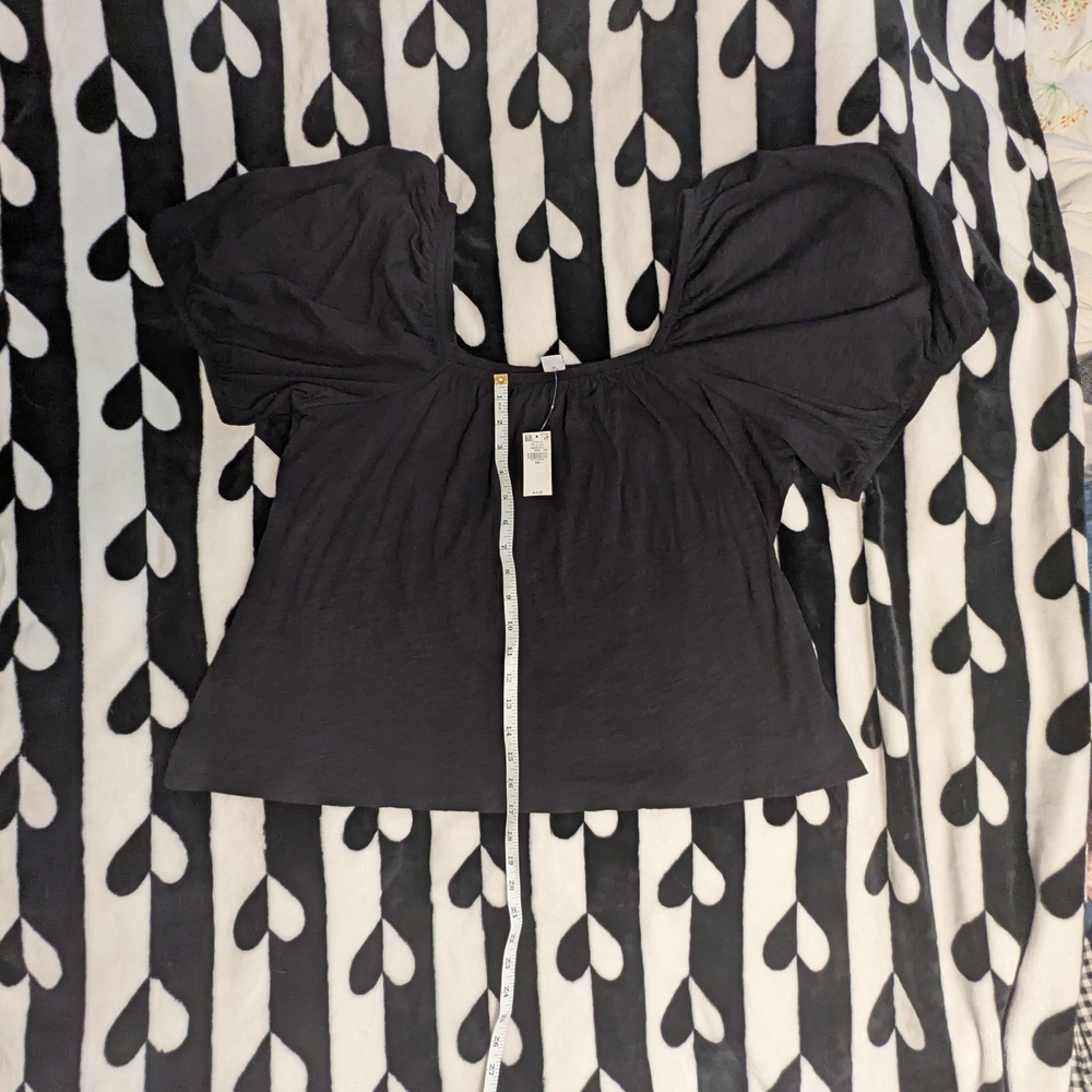 Old Navy Elegant Black Square Neck Puff Sleeve Top - Black - New With Tags XXL - Picture 10 of 11